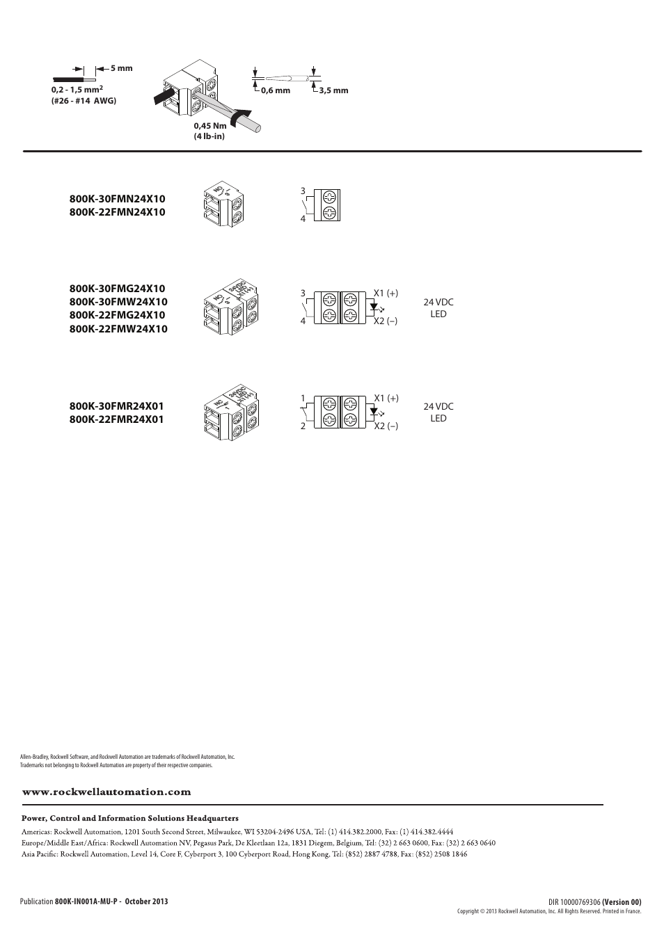 Rockwell Automation 800K-22xxx Electronic Push Button User Manual | Page 2 / 2