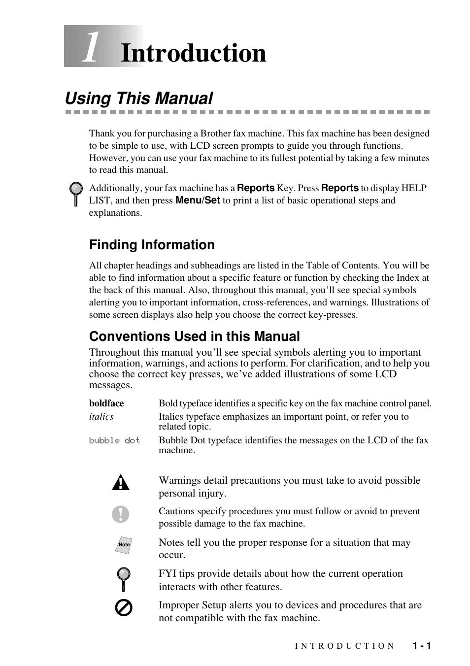 Introduction, Using this manual | Brother Fax-885MC User Manual | Page 15 / 108