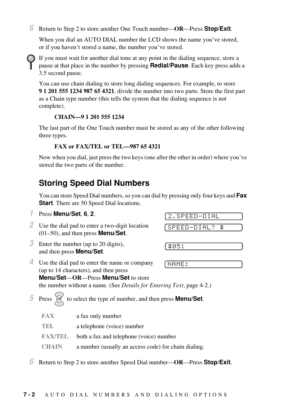 Storing speed dial numbers | Brother Fax-885MC User Manual | Page 56 / 108