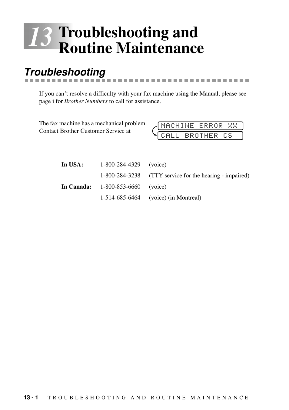 Troubleshooting and routine maintenance, Troubleshooting | Brother Fax-885MC User Manual | Page 90 / 108