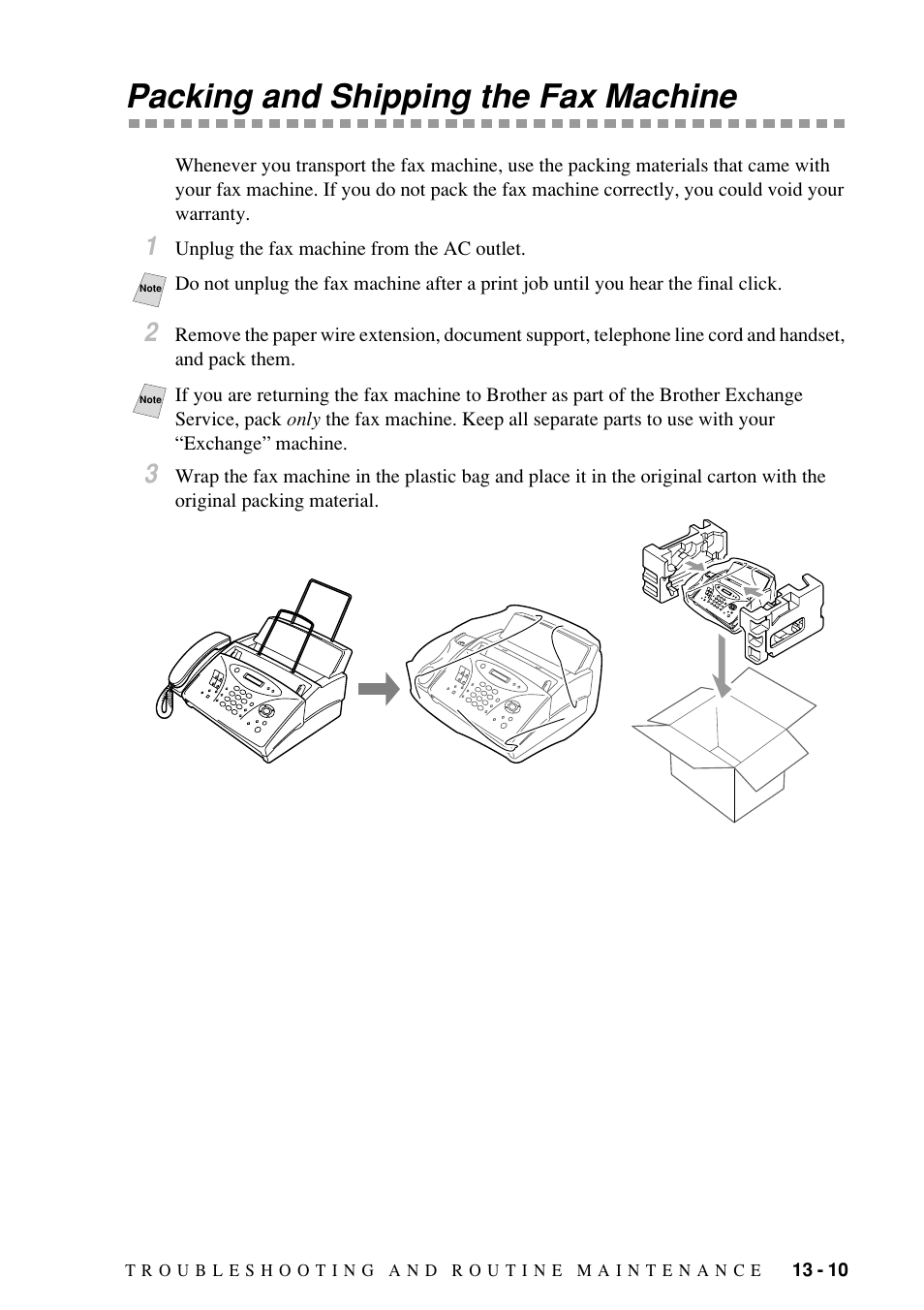 Packing and shipping the fax machine | Brother Fax-885MC User Manual | Page 99 / 108