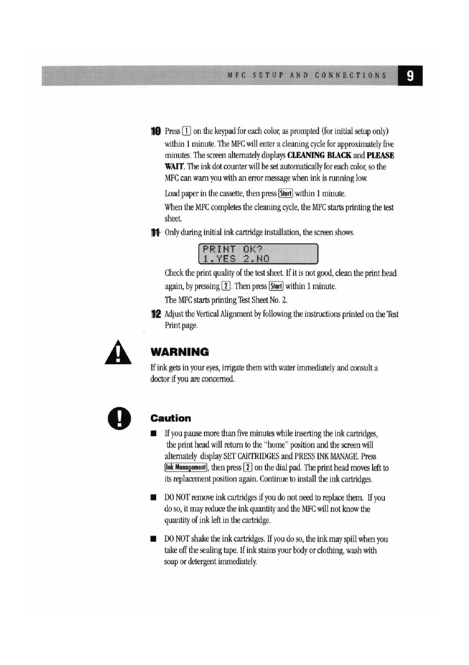 Caution, Warning | Brother MFC 7000FC User Manual | Page 13 / 45