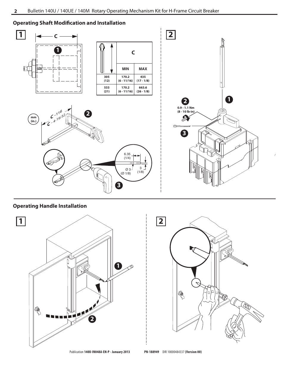 Rockwell Automation 140U-xxx H-Frame C.B. for Variable Depth Rotary Handle Mech. User Manual | Page 2 / 4