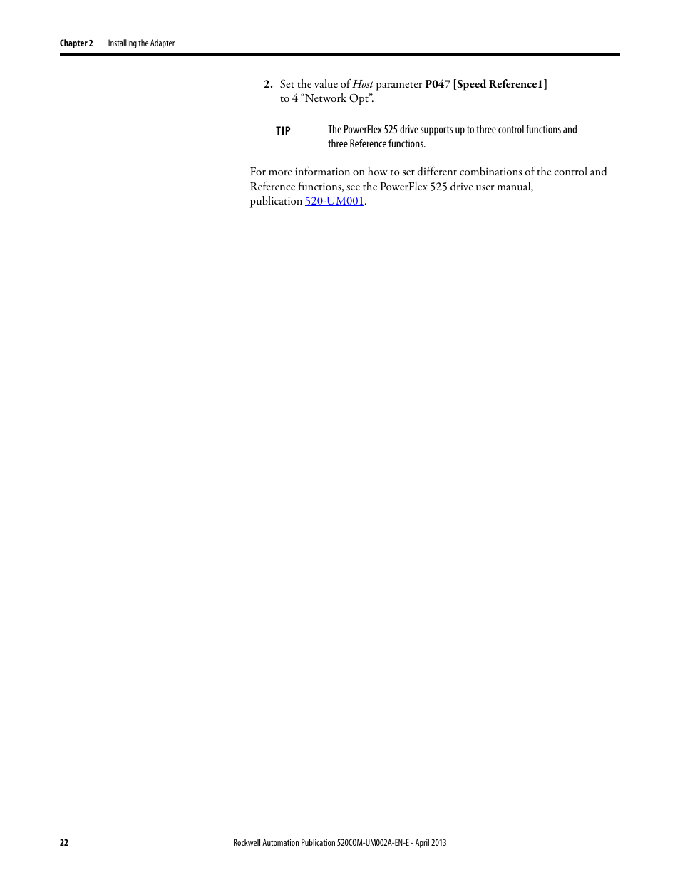 Rockwell Automation 25-COMM-D PowerFlex 525 DeviceNet Adapter User Manual | Page 22 / 140