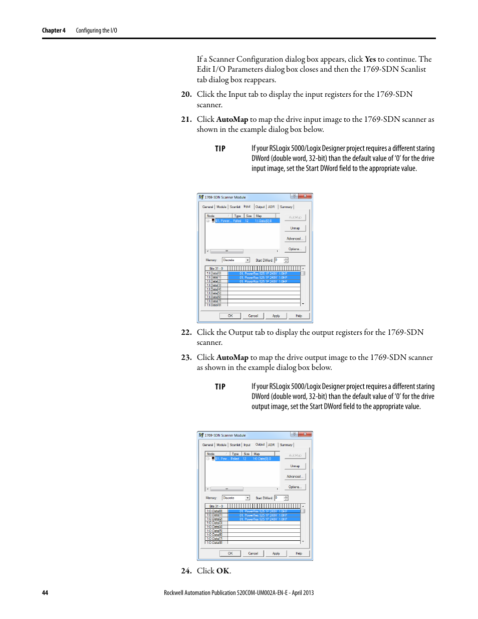 Rockwell Automation 25-COMM-D PowerFlex 525 DeviceNet Adapter User Manual | Page 44 / 140