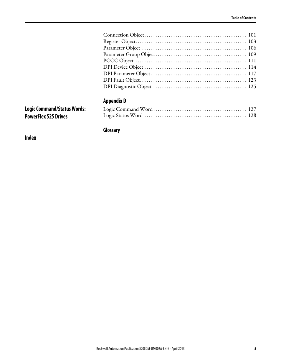 Rockwell Automation 25-COMM-D PowerFlex 525 DeviceNet Adapter User Manual | Page 5 / 140