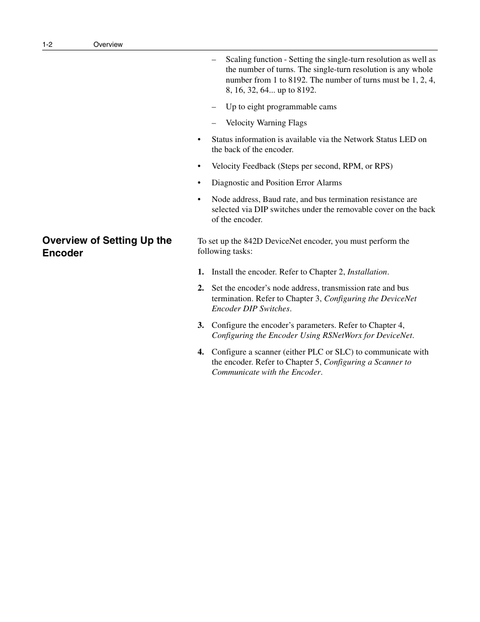 Overview of setting up the encoder | Rockwell Automation 842D-60131331BXA DeviceNet Encoder User Manual User Manual | Page 12 / 58