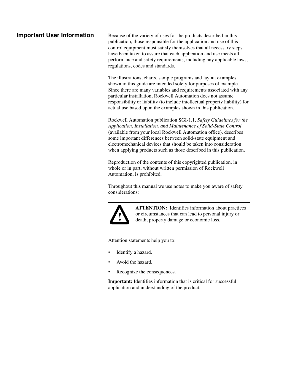 Important user information | Rockwell Automation 842D-60131331BXA DeviceNet Encoder User Manual User Manual | Page 2 / 58