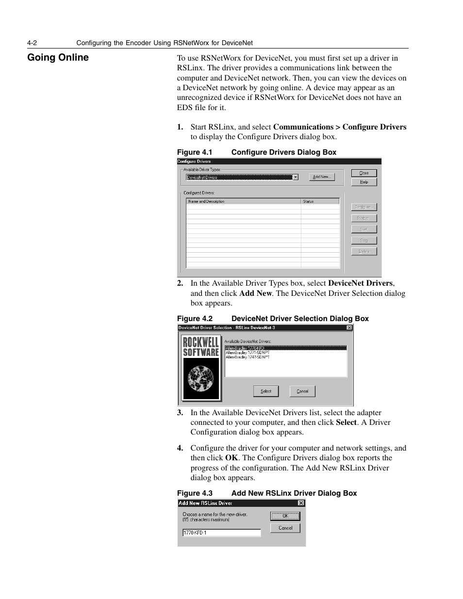 Going online | Rockwell Automation 842D-60131331BXA DeviceNet Encoder User Manual User Manual | Page 20 / 58