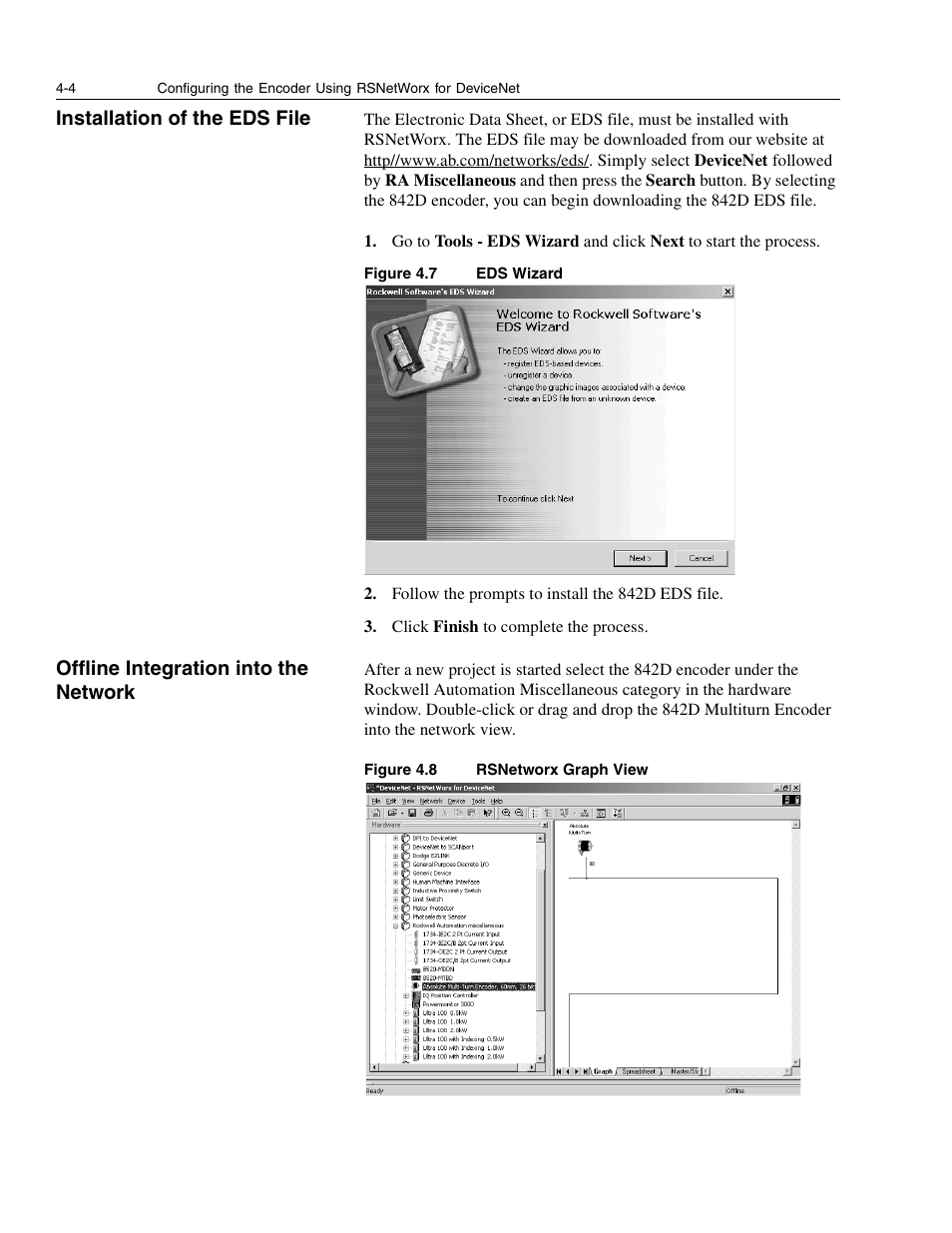 Installation of the eds file, Offline integration into the network | Rockwell Automation 842D-60131331BXA DeviceNet Encoder User Manual User Manual | Page 22 / 58