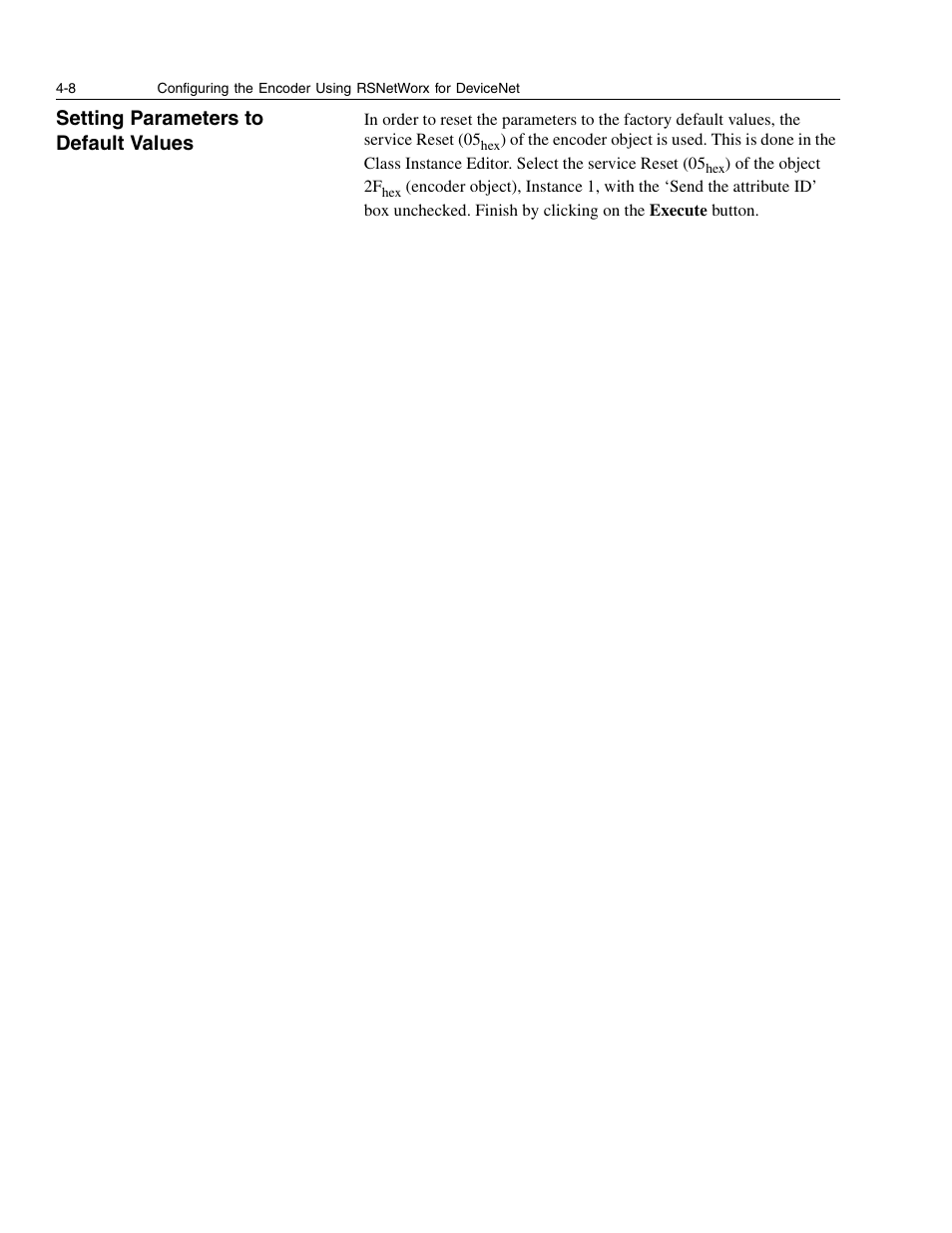 Setting parameters to default values | Rockwell Automation 842D-60131331BXA DeviceNet Encoder User Manual User Manual | Page 26 / 58