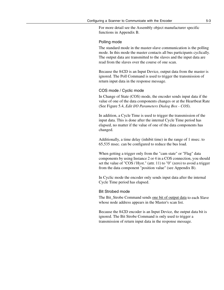 Polling mode, Cos mode / cyclic mode, Bit strobed mode | Rockwell Automation 842D-60131331BXA DeviceNet Encoder User Manual User Manual | Page 29 / 58