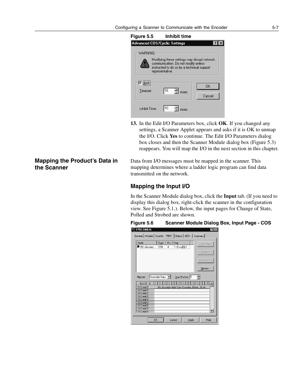Mapping the product’s data in the scanner, Mapping the input i/o | Rockwell Automation 842D-60131331BXA DeviceNet Encoder User Manual User Manual | Page 33 / 58
