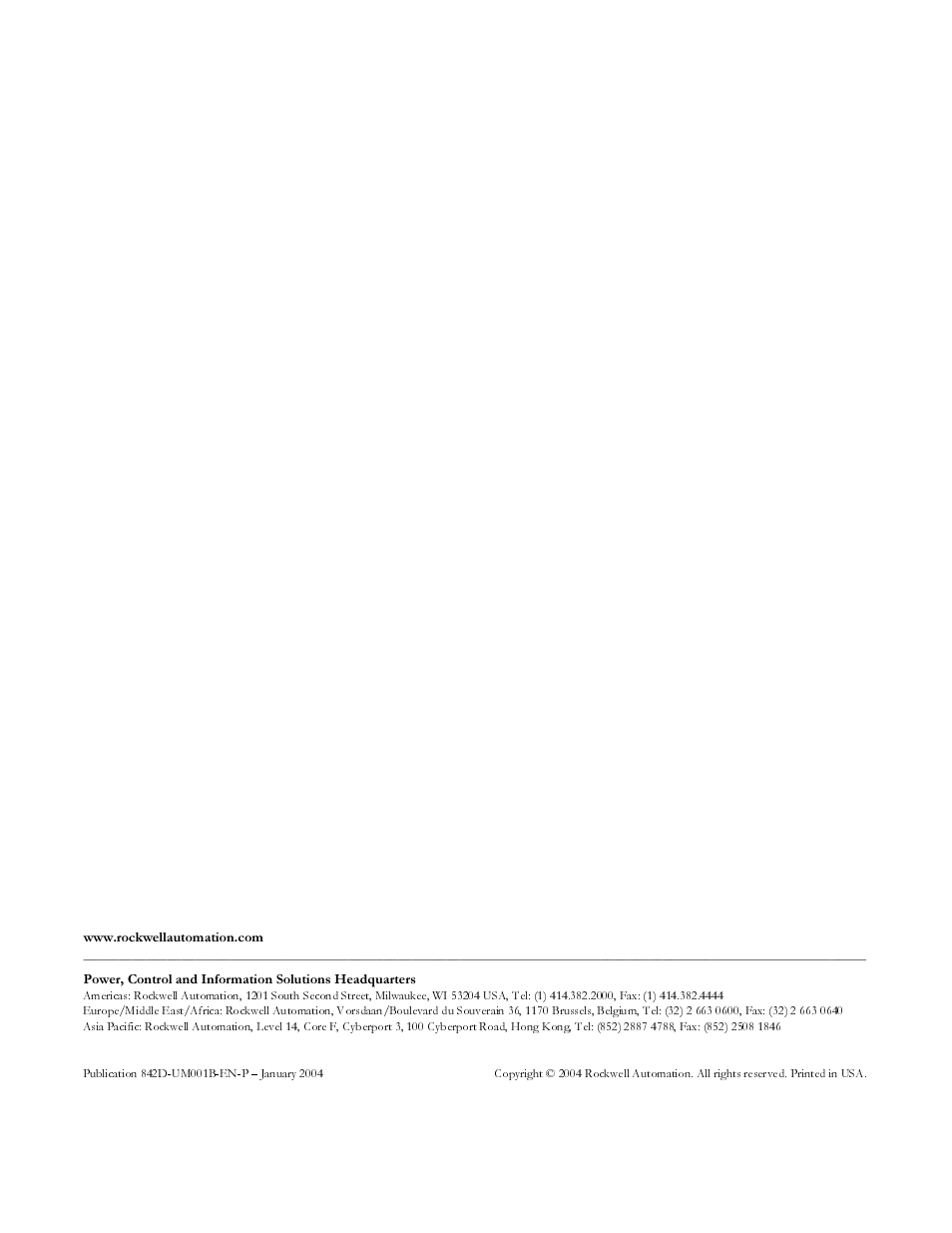 Back cover | Rockwell Automation 842D-60131331BXA DeviceNet Encoder User Manual User Manual | Page 58 / 58