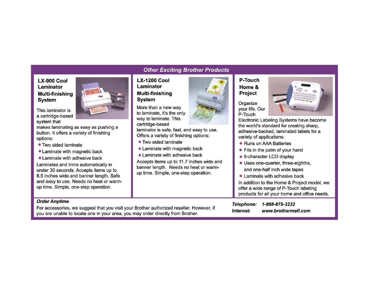 Other brother products | Brother LX-570 User Manual | Page 9 / 9