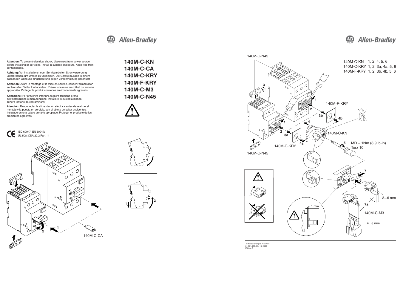 Rockwell Automation 140M Lockable Twist Knobs for 140M-C / -D / -F User Manual | 1 page