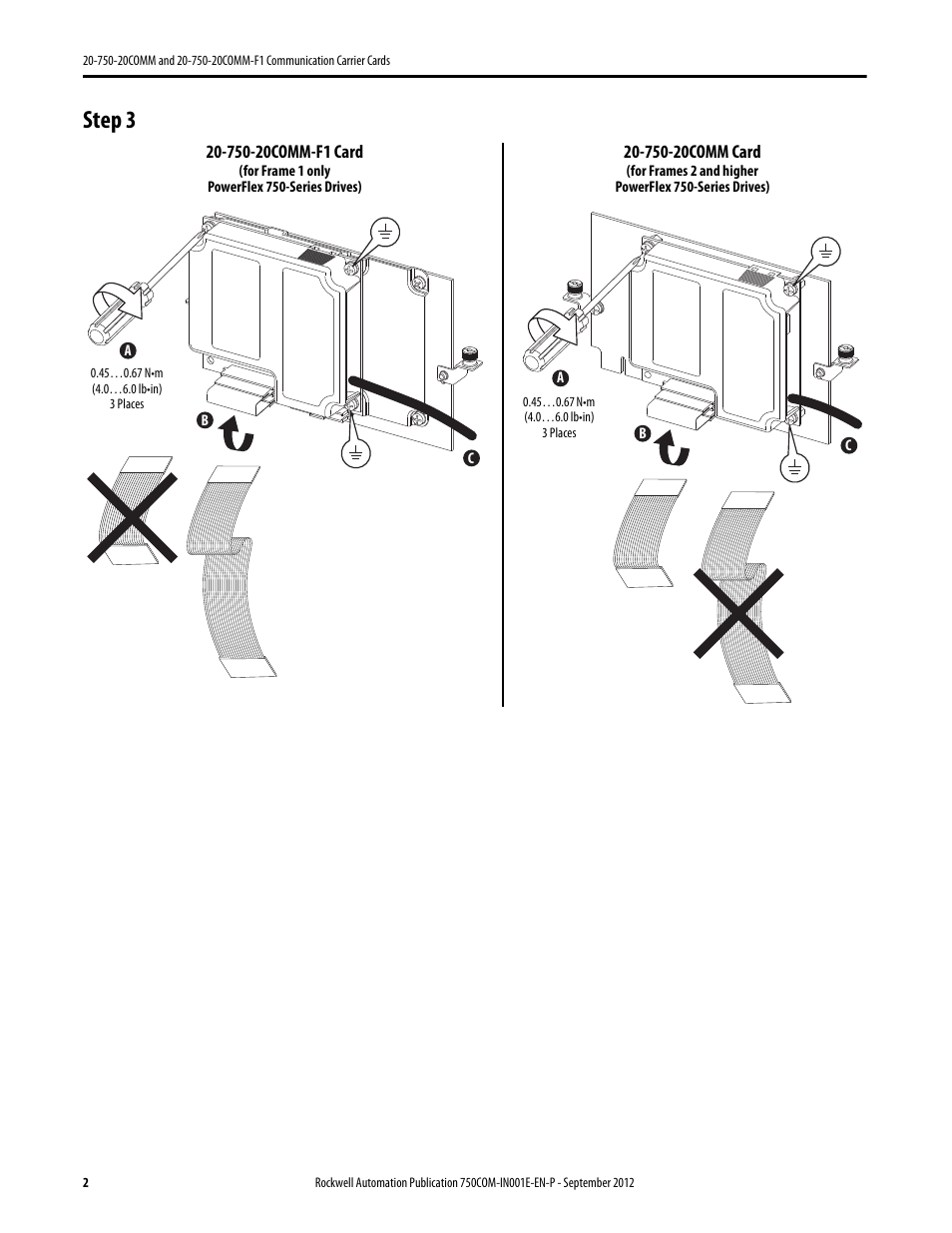 Step 3 | Rockwell Automation 20-750-20COMM-F1 20-750-20COMM and 20-750-20COMM-F1 Communication Carrier Cards User Manual | Page 2 / 4