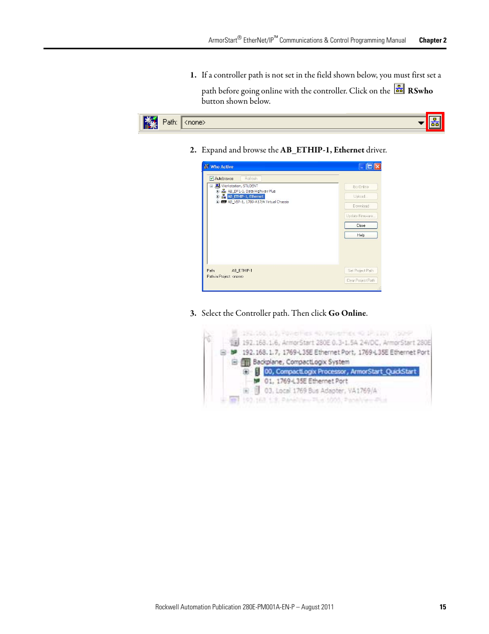 Rockwell Automation 284E ArmorStart EtherNet IP Communications and Control Programming Manual User Manual | Page 15 / 90