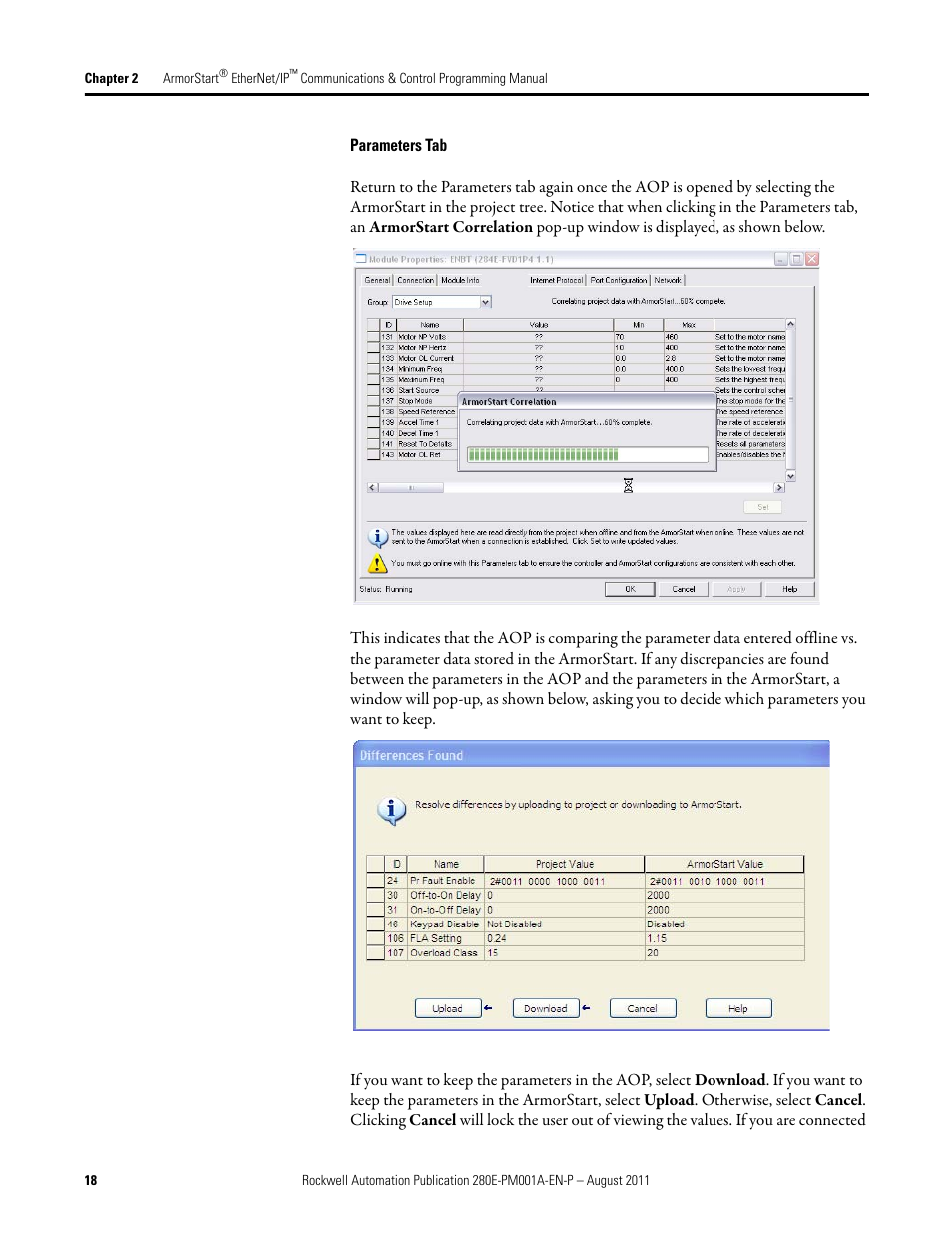 Parameters tab | Rockwell Automation 284E ArmorStart EtherNet IP Communications and Control Programming Manual User Manual | Page 18 / 90