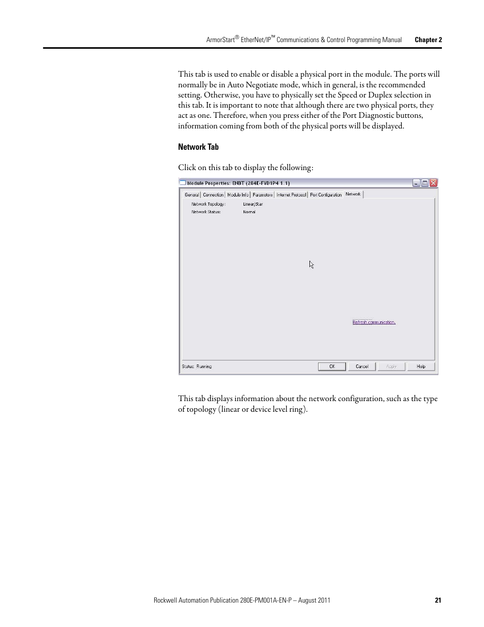 Network tab | Rockwell Automation 284E ArmorStart EtherNet IP Communications and Control Programming Manual User Manual | Page 21 / 90