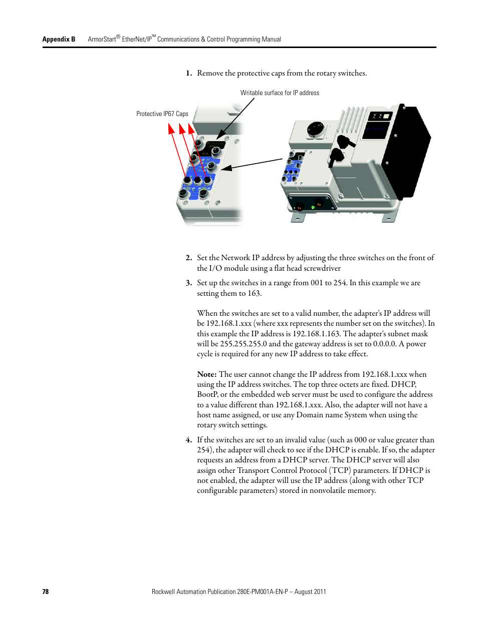 Rockwell Automation 284E ArmorStart EtherNet IP Communications and Control Programming Manual User Manual | Page 78 / 90