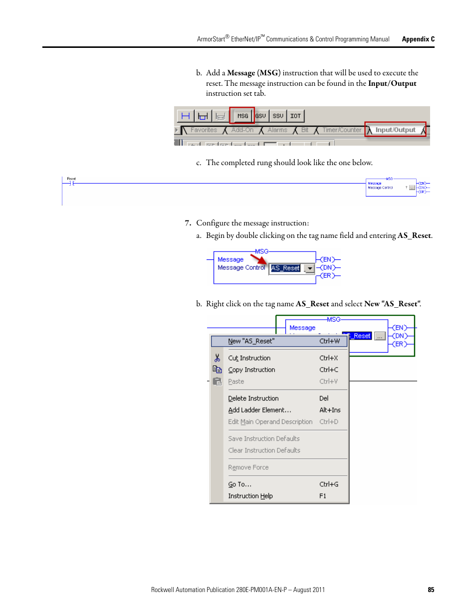 Rockwell Automation 284E ArmorStart EtherNet IP Communications and Control Programming Manual User Manual | Page 85 / 90