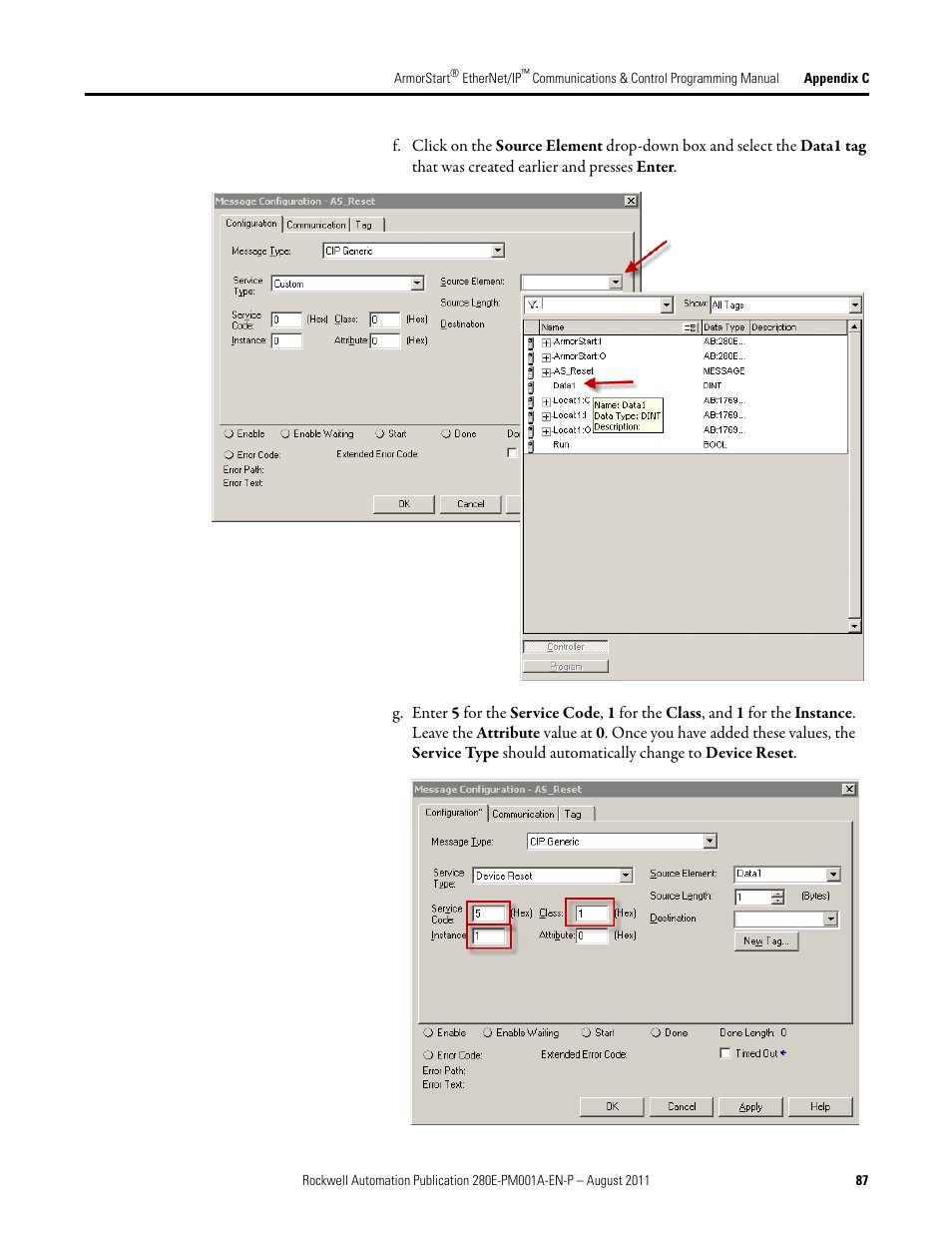 Rockwell Automation 284E ArmorStart EtherNet IP Communications and Control Programming Manual User Manual | Page 87 / 90