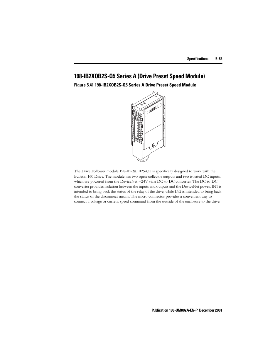 Ib2xob2s-q5 series a (drive preset speed module) | Rockwell Automation 198 Series C Modular DeviceNet Starter Auxiliary User Manual User Manual | Page 121 / 176