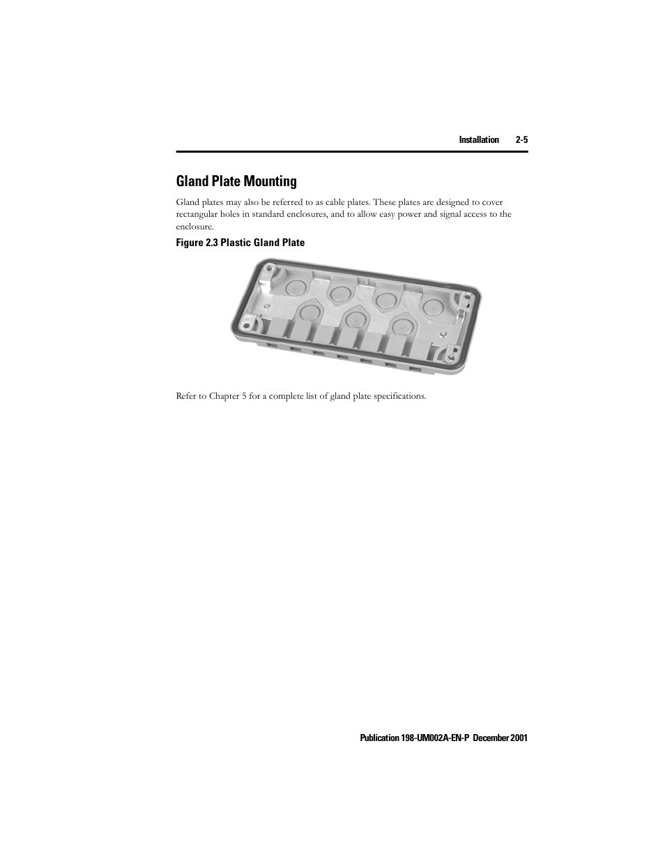 Gland plate mounting, Gland plate mounting -5 | Rockwell Automation 198 Series C Modular DeviceNet Starter Auxiliary User Manual User Manual | Page 19 / 176