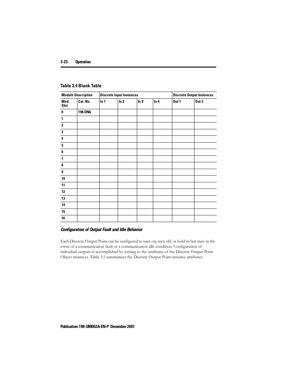 Configuration of output fault and idle behavior | Rockwell Automation 198 Series C Modular DeviceNet Starter Auxiliary User Manual User Manual | Page 44 / 176