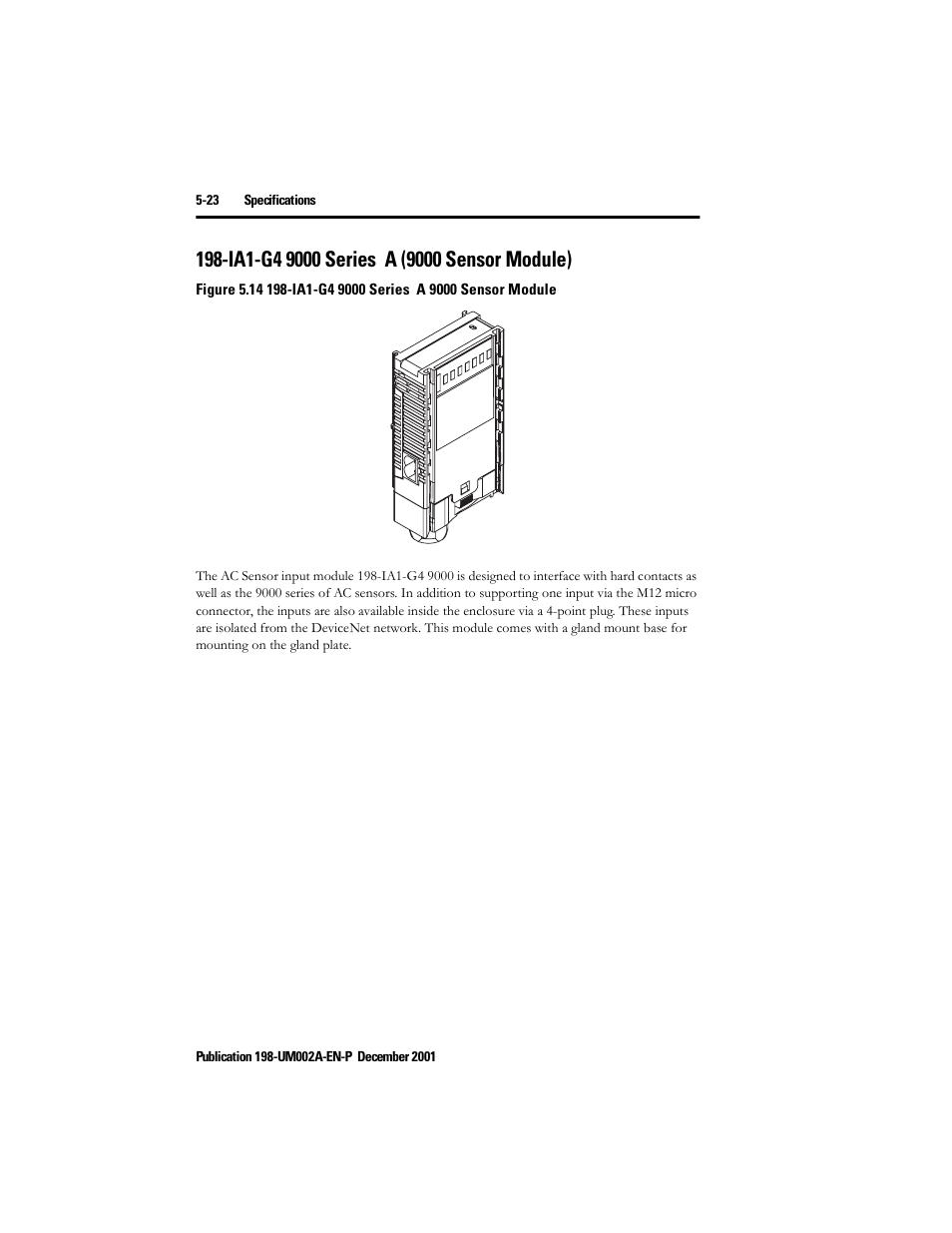 Ia1-g4-9000 series a (9000 sensor module), Ia1-g4 9000 series a (9000 sensor module) -23 | Rockwell Automation 198 Series C Modular DeviceNet Starter Auxiliary User Manual User Manual | Page 82 / 176