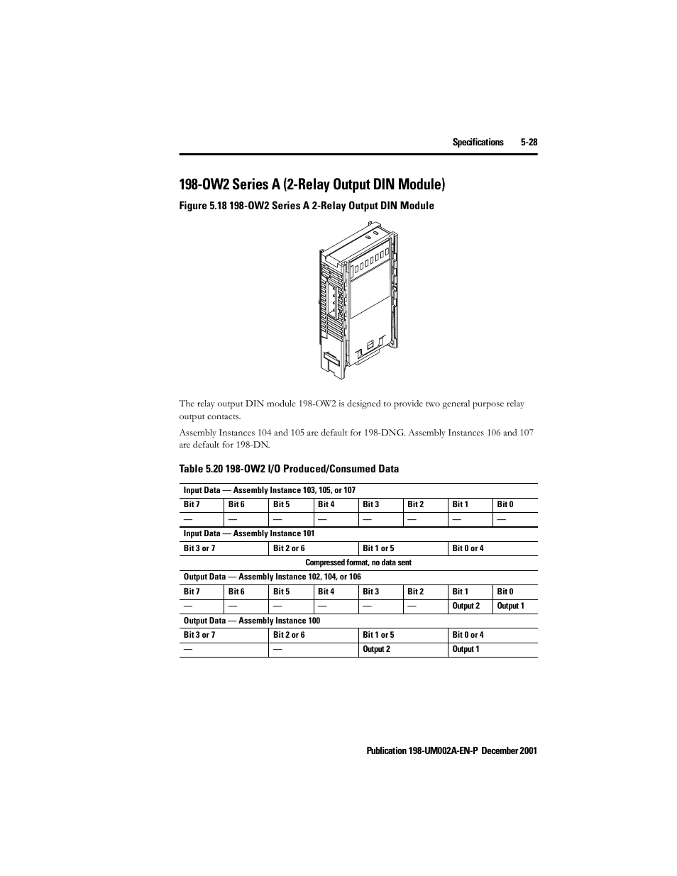 Ow2 series a (2-relay output din module), Ow2 series a (2-relay output din module) -28 | Rockwell Automation 198 Series C Modular DeviceNet Starter Auxiliary User Manual User Manual | Page 87 / 176