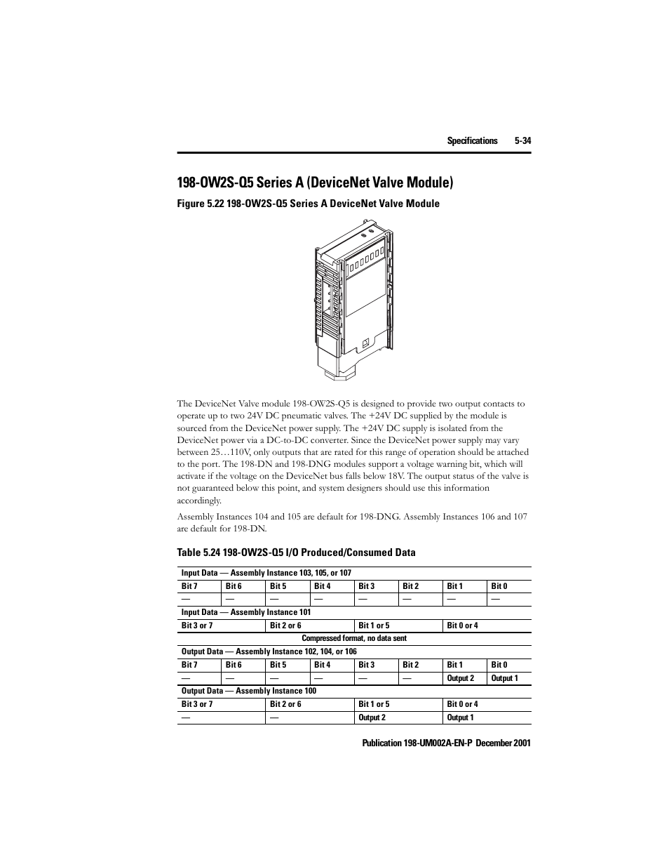 Ow2s-q5 series a (devicenet valve module), Ow2s-q5 series a (devicenet valve module) -34 | Rockwell Automation 198 Series C Modular DeviceNet Starter Auxiliary User Manual User Manual | Page 93 / 176