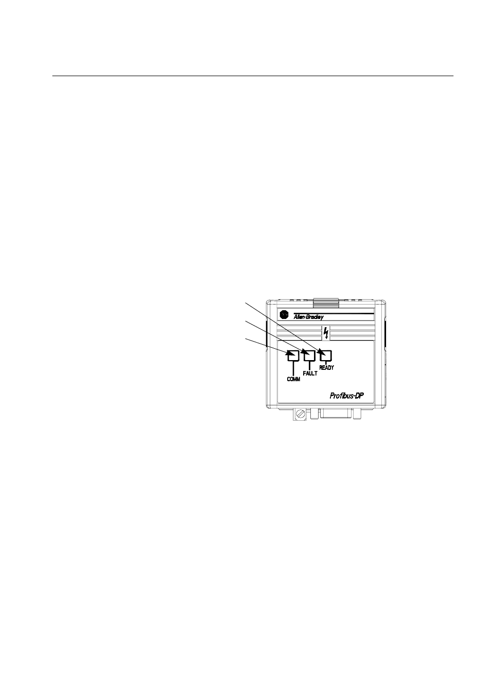 4 - modes of operation, Powering up the drive, Led indicators | Chapter 4, Modes of operation, Powering up the drive -1 led indicators -1, Chapter | Rockwell Automation 160PD1 160 Profibus Communication Module User Manual | Page 19 / 56