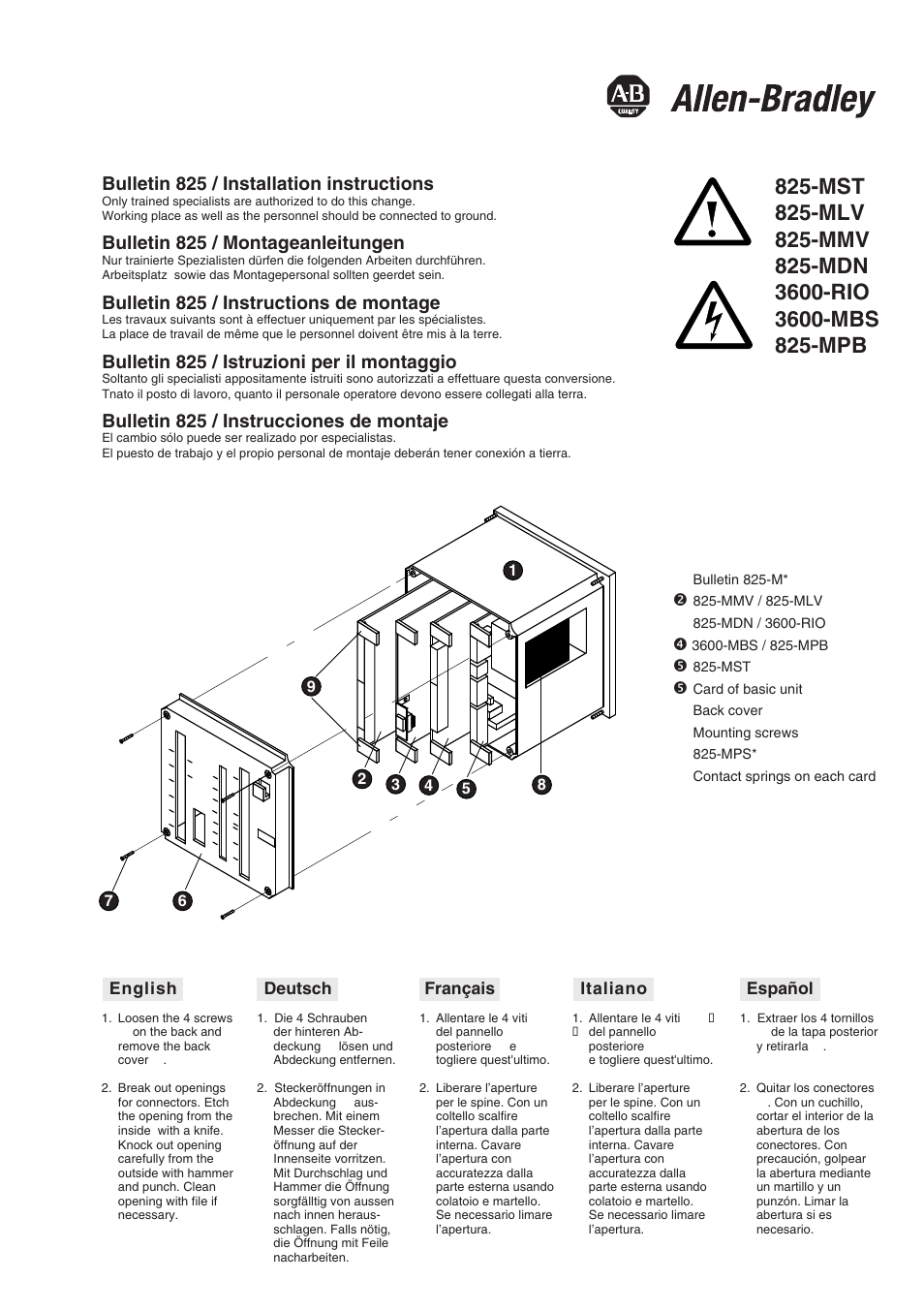 Rockwell Automation 825 Option Boards Installation User Manual | 2 pages