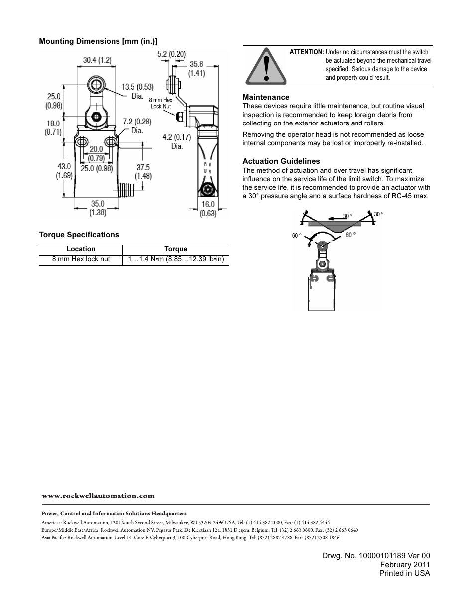 Rockwell Automation 440P-WA1A Lever Arms User Manual | Page 2 / 2