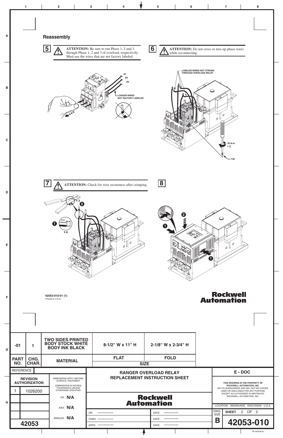 Reassembly | Rockwell Automation W40751-468-xx Bul 193 Ranger Overload Relay Replacement User Manual | Page 2 / 2