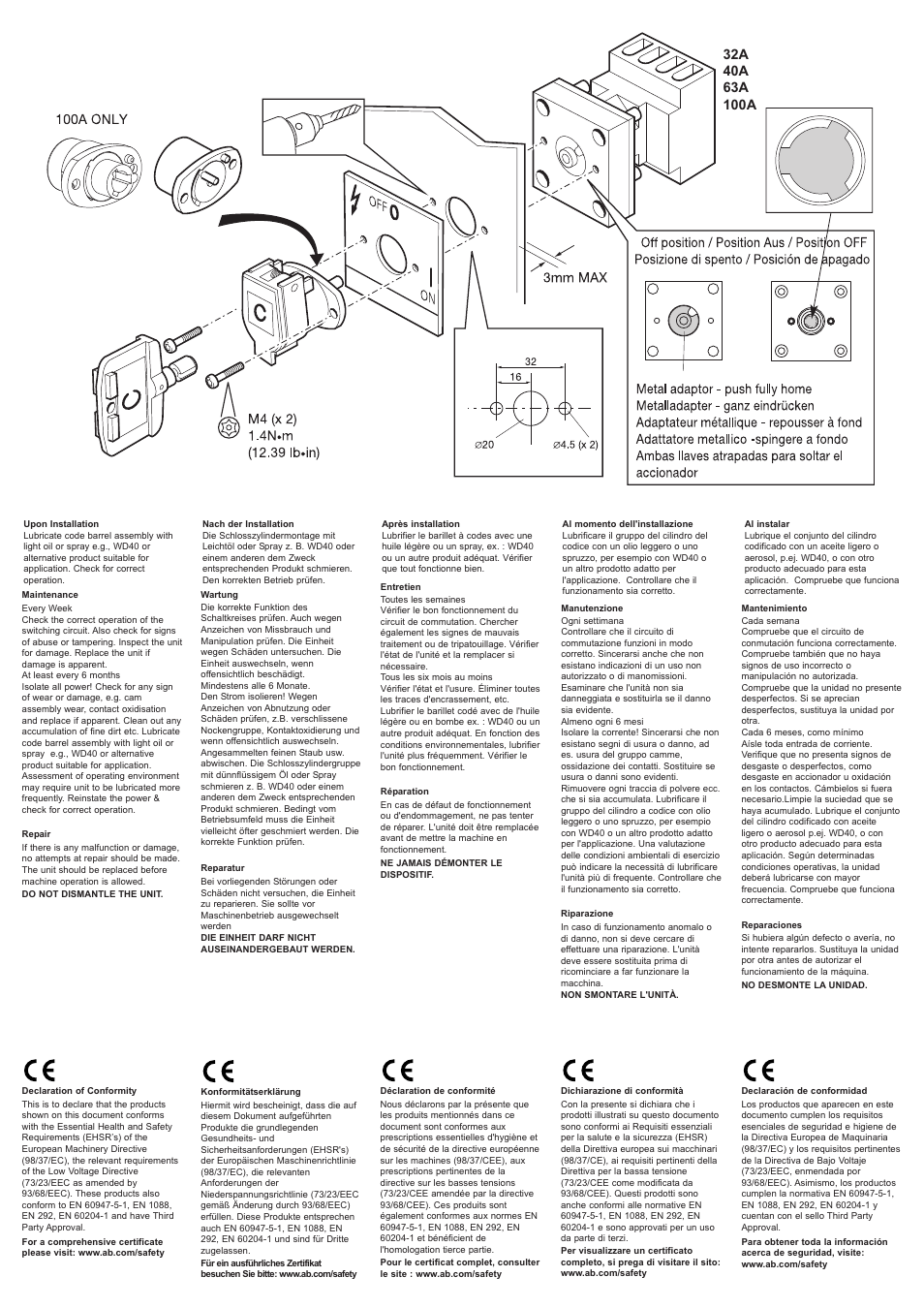Rockwell Automation 440T Prosafe Rotary Key Switch-Panel Mounted User Manual | Page 3 / 4
