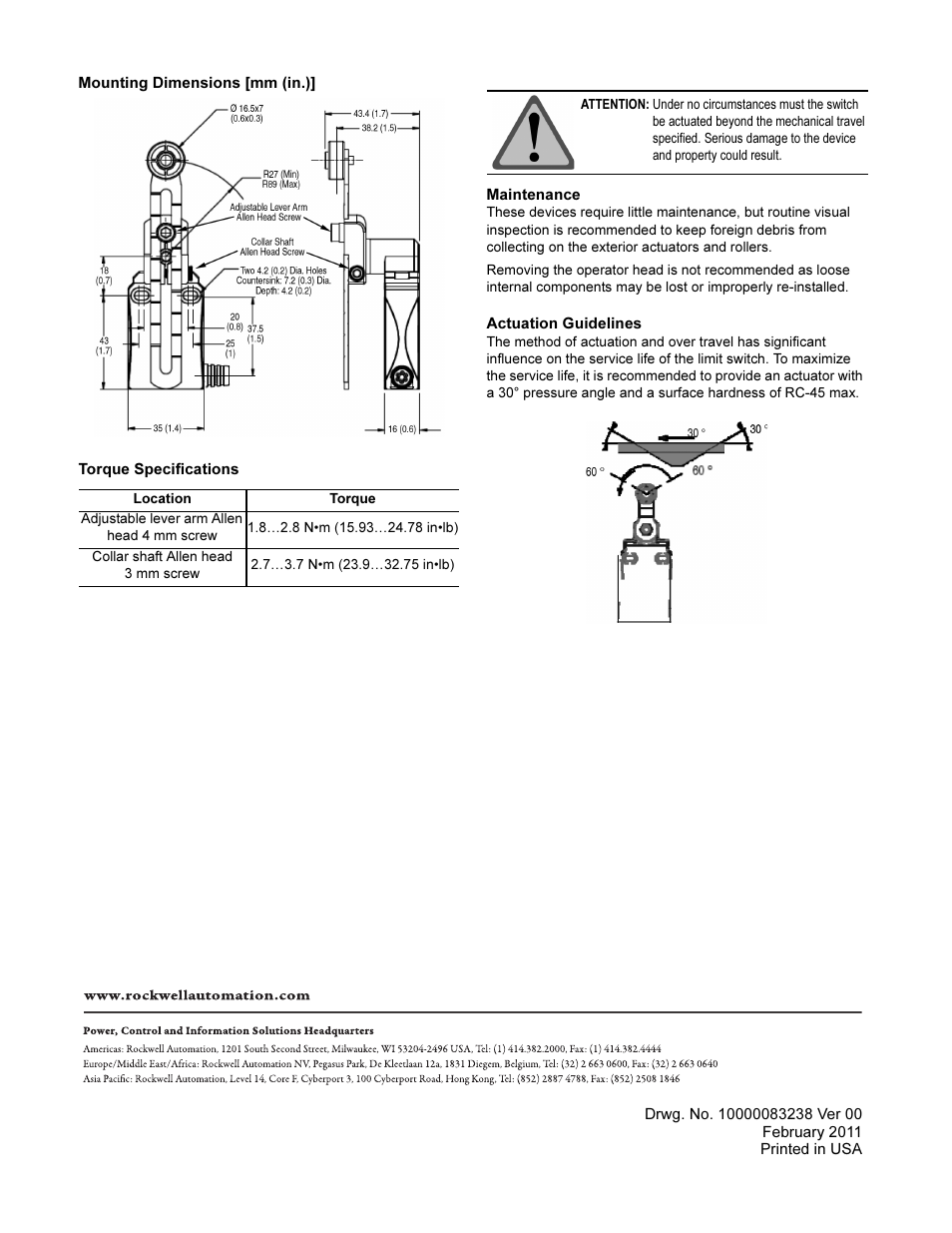 Rockwell Automation 440P-WA2B  Adjustable Lever  User Manual | Page 2 / 2