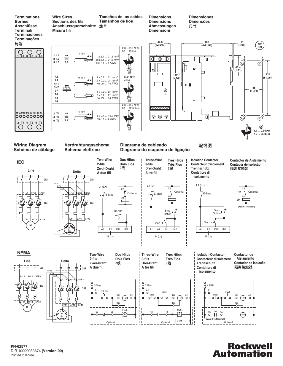 Verdrahtungsschema schema elettrico, Two-wire 2-fils zwei-draht a due fili | Rockwell Automation 150- SMC-3 Soft Starter N.C. Fault Contact (3 Phase Installations) User Manual | Page 4 / 4