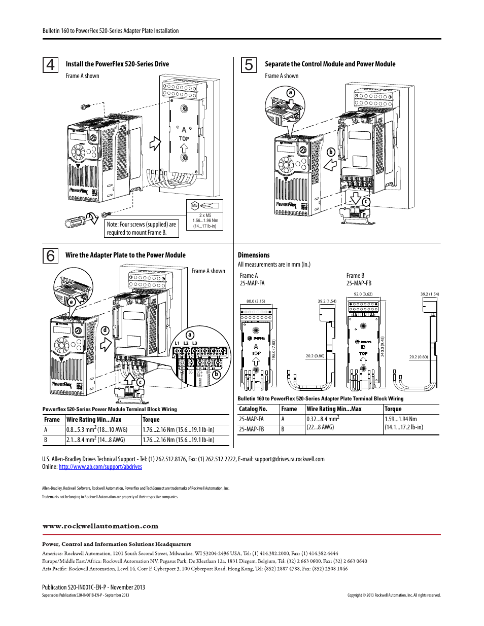 Rockwell Automation 25B Bulletin 160 to PowerFlex 520-Series Adapter Plate User Manual | Page 2 / 2
