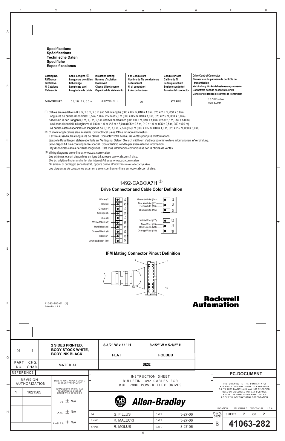 Pc-document | Rockwell Automation 1492-ACAB_A7H Pre-wired Cables for PowerFlex 700H Drive Control Terminals (DC) User Manual | Page 2 / 2