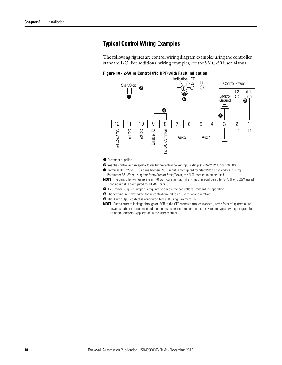 Typical control wiring examples | Rockwell Automation 150 SMC Quick Start Manual User Manual | Page 20 / 60