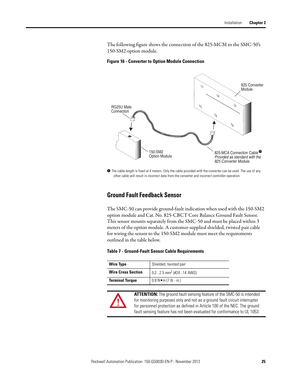 Ground fault feedback sensor | Rockwell Automation 150 SMC Quick Start Manual User Manual | Page 27 / 60