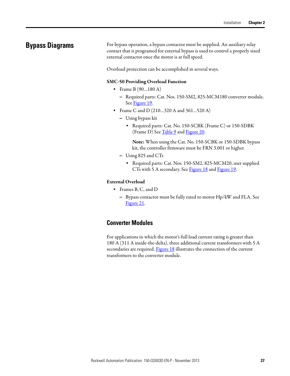 Bypass diagrams, Converter modules | Rockwell Automation 150 SMC Quick Start Manual User Manual | Page 29 / 60