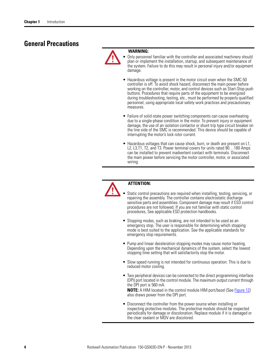 General precautions | Rockwell Automation 150 SMC Quick Start Manual User Manual | Page 6 / 60
