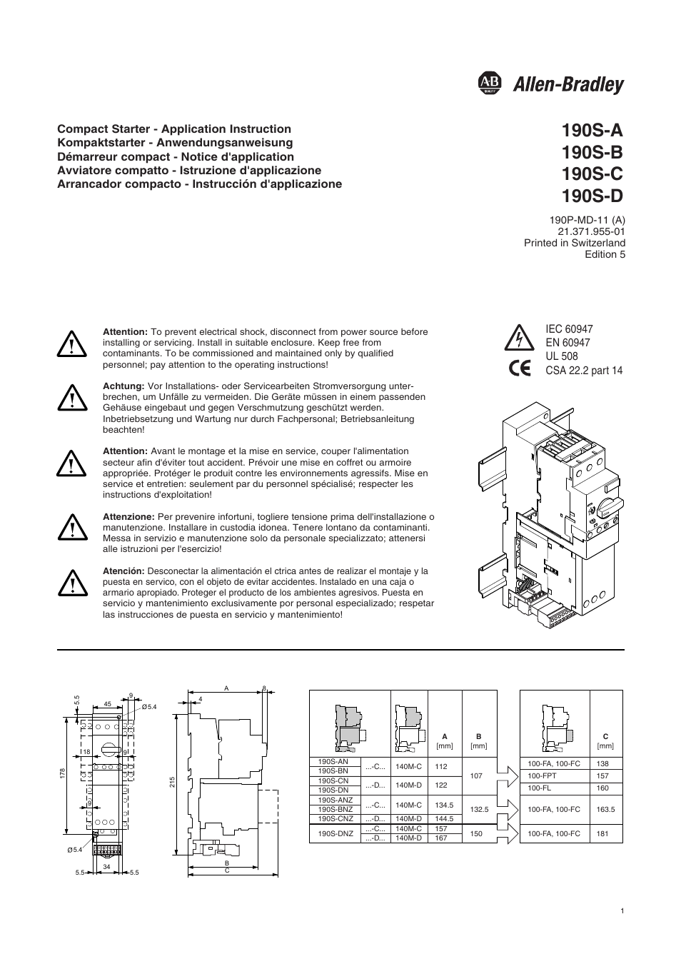 Rockwell Automation 190S Compact Starters with Plug-in Connector User Manual | 4 pages