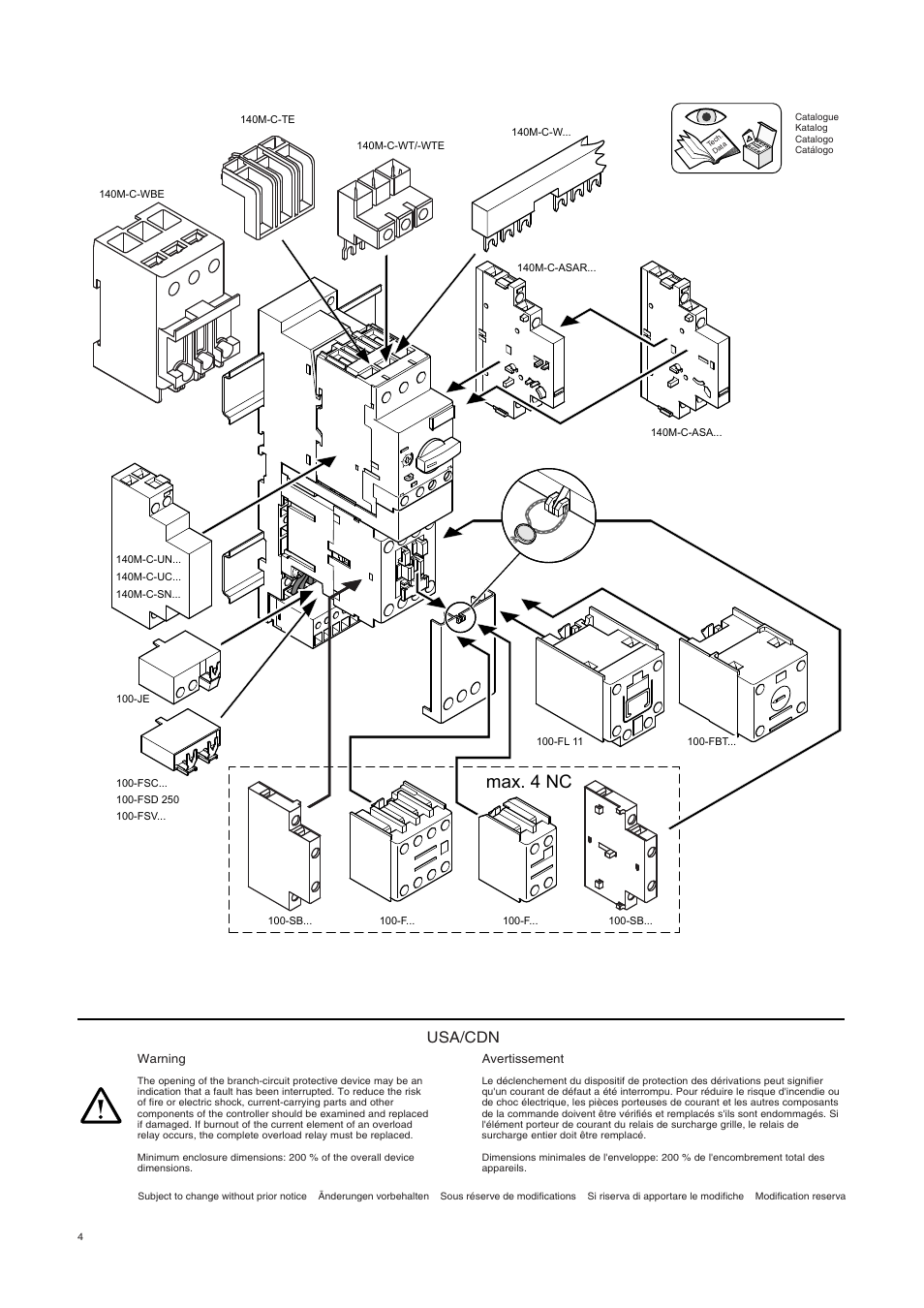 Max. 4 nc, Usa/cdn | Rockwell Automation 190S Compact Starters with Plug-in Connector User Manual | Page 4 / 4