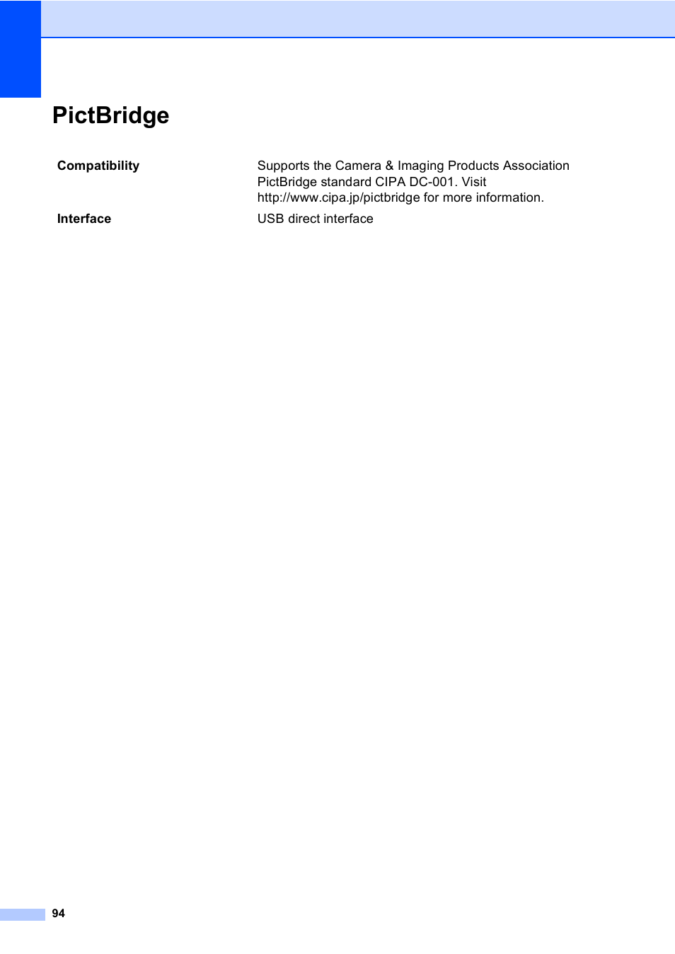 Pictbridge | Brother DCP-770CW User Manual | Page 102 / 113