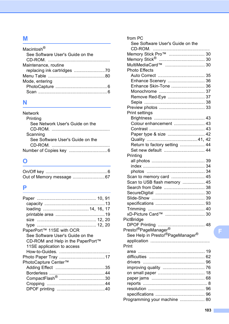 Brother DCP-770CW User Manual | Page 111 / 113